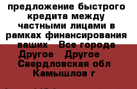 предложение быстрого кредита между частными лицами в рамках финансирования ваших - Все города Другое » Другое   . Свердловская обл.,Камышлов г.